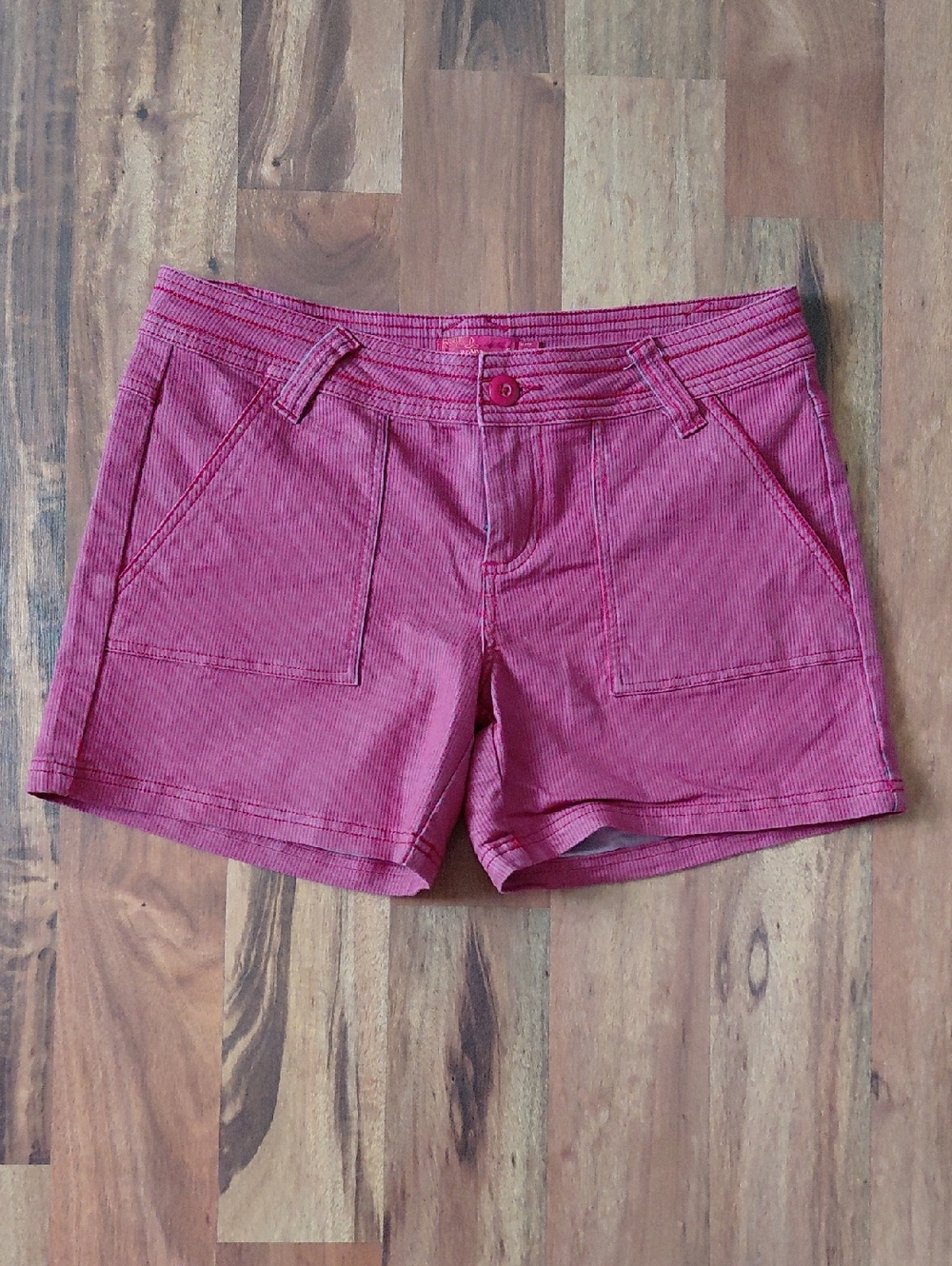 Prana Red Striped Shorts Organic Cotton SZ 6